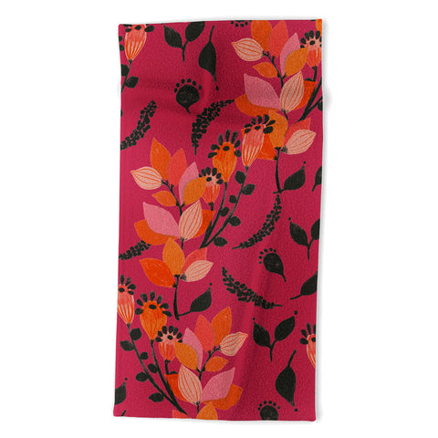 Viviana Gonzalez Floral Magenta vibes 01 Beach Towel