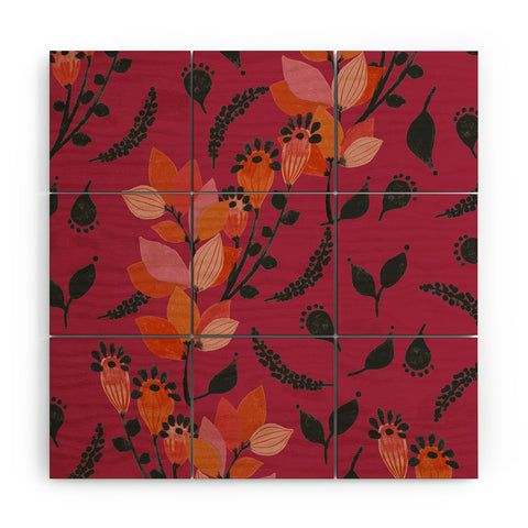 Viviana Gonzalez Floral Magenta vibes 01 Wood Wall Mural