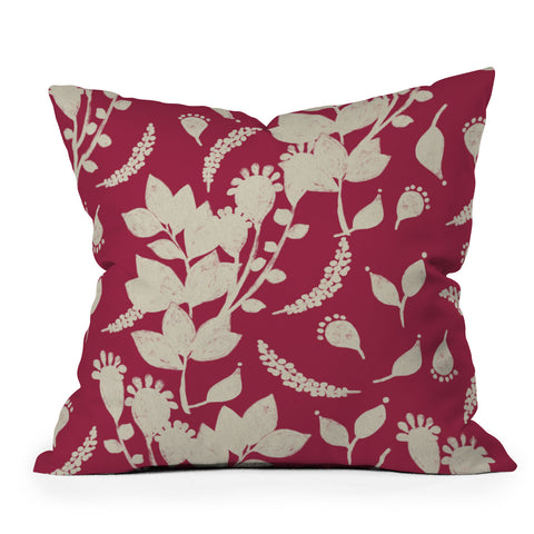 Viviana Gonzalez Floral Magenta vibes 02 Outdoor Throw Pillow