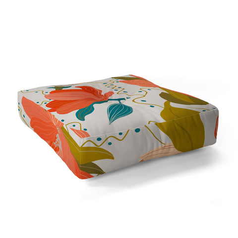 Viviana Gonzalez Florals pattern 02 Floor Pillow Square