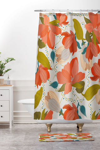 Viviana Gonzalez Florals pattern 02 Shower Curtain And Mat