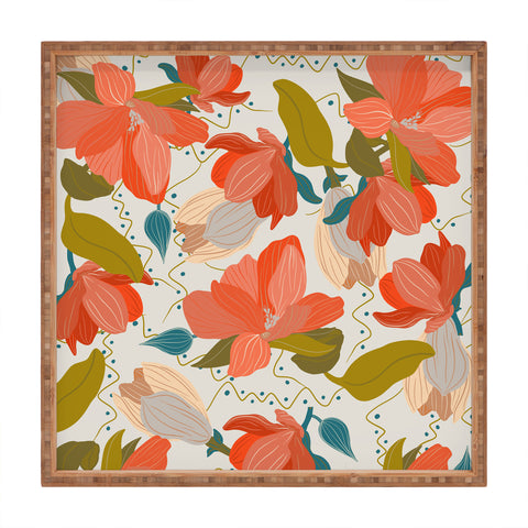 Viviana Gonzalez Florals pattern 02 Square Tray