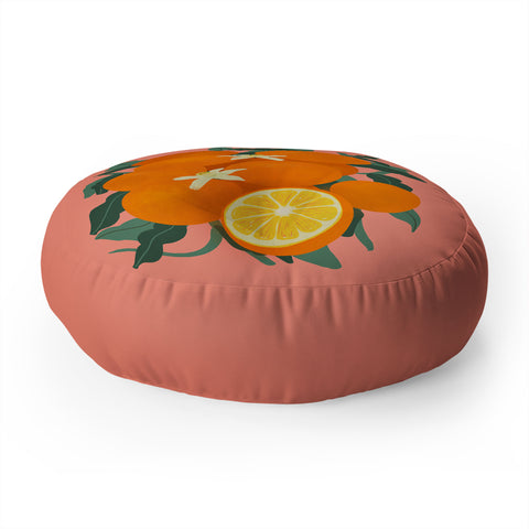 Viviana Gonzalez Fruit Harvest 01 Oranges Floor Pillow Round