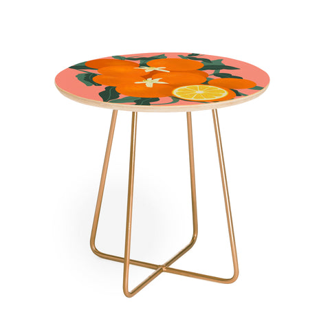Viviana Gonzalez Fruit Harvest 01 Oranges Round Side Table