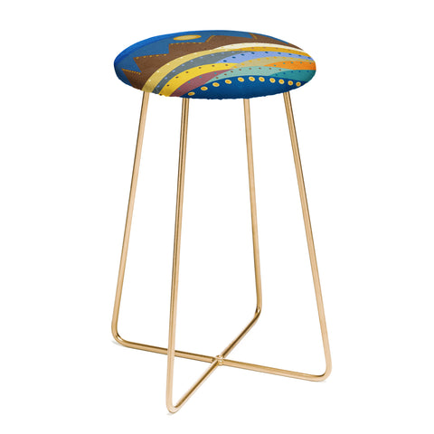 Viviana Gonzalez Geometric Landscape I Counter Stool