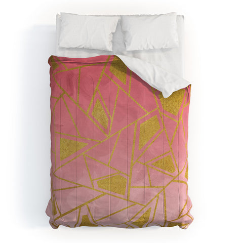 Viviana Gonzalez Geometric pink and gold Comforter