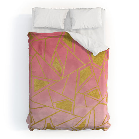 Viviana Gonzalez Geometric pink and gold Duvet Cover
