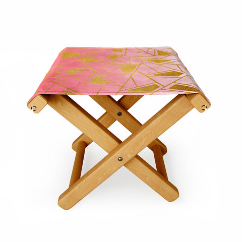 Viviana Gonzalez Geometric pink and gold Folding Stool
