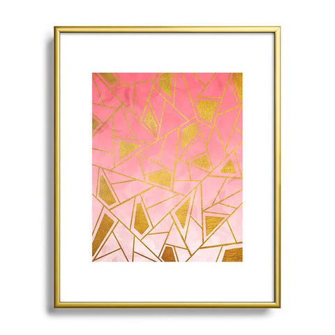 Viviana Gonzalez Geometric pink and gold Metal Framed Art Print