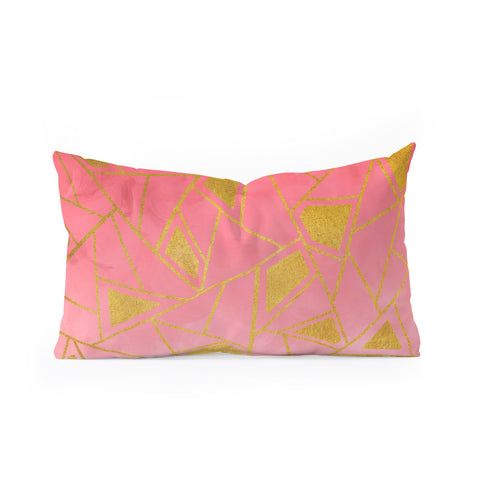 Viviana Gonzalez Geometric pink and gold Oblong Throw Pillow