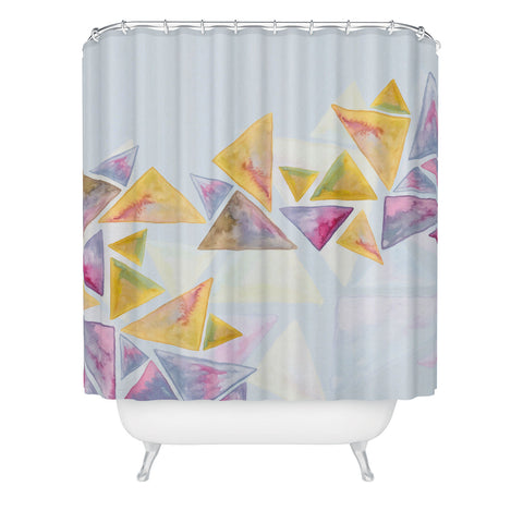 Viviana Gonzalez Geometric watercolor play 01 Shower Curtain