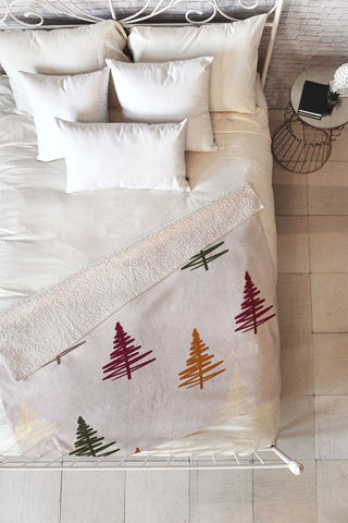 Viviana Gonzalez Holiday Vibes trees 1 Fleece Throw Blanket