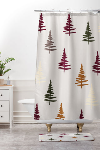 Viviana Gonzalez Holiday Vibes trees 1 Shower Curtain And Mat