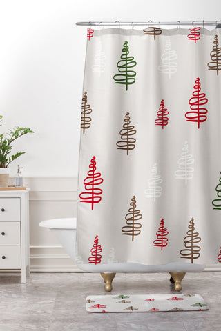 Viviana Gonzalez Holiday Vibes trees 2 Shower Curtain And Mat