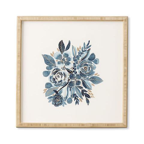 Viviana Gonzalez Indigo and gold floral 4 Framed Wall Art