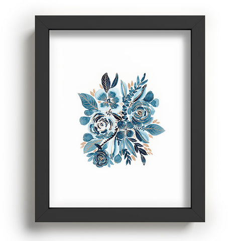 Viviana Gonzalez Indigo and gold floral 4 Recessed Framing Rectangle