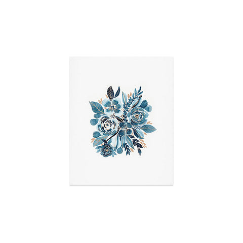 Viviana Gonzalez Indigo and gold floral 4 Art Print