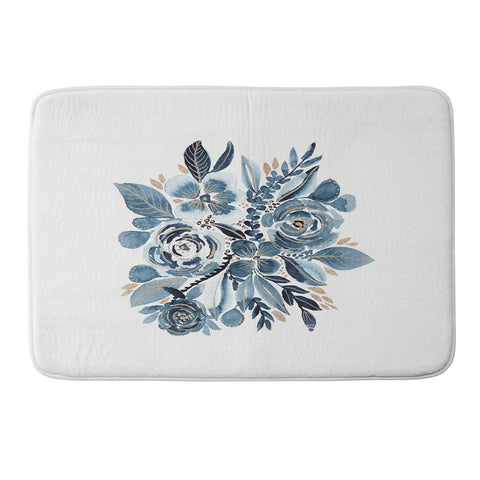 Viviana Gonzalez Indigo and gold floral 4 Memory Foam Bath Mat