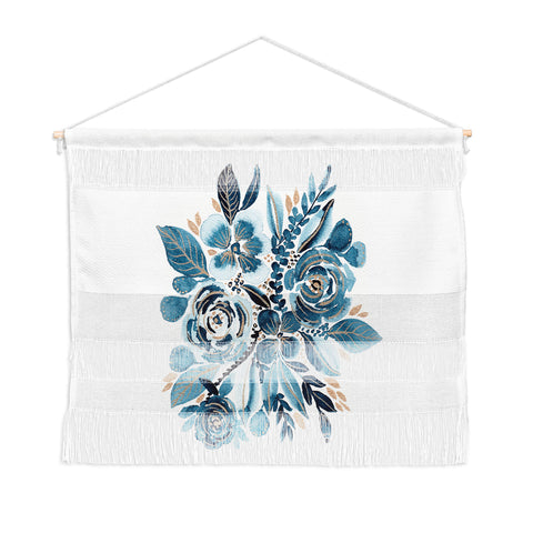 Viviana Gonzalez Indigo and gold floral 4 Wall Hanging Landscape