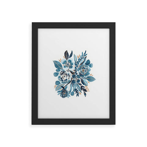Viviana Gonzalez Indigo and gold floral 4 Framed Art Print