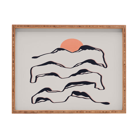 Viviana Gonzalez Lineart mountains experience 2 Rectangular Tray