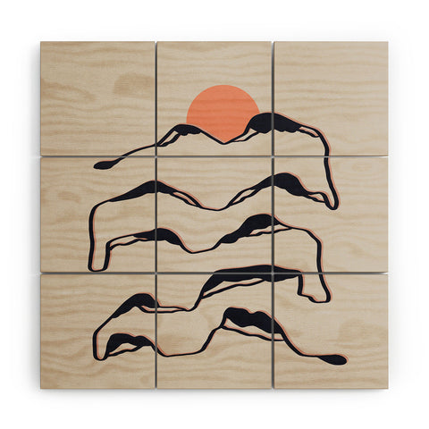 Viviana Gonzalez Lineart mountains experience 2 Wood Wall Mural