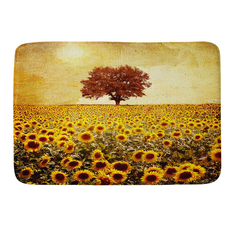 Viviana Gonzalez Lone Tree And Sunflowers Field Memory Foam Bath Mat