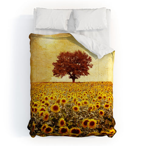 Viviana Gonzalez Lone Tree And Sunflowers Field Comforter