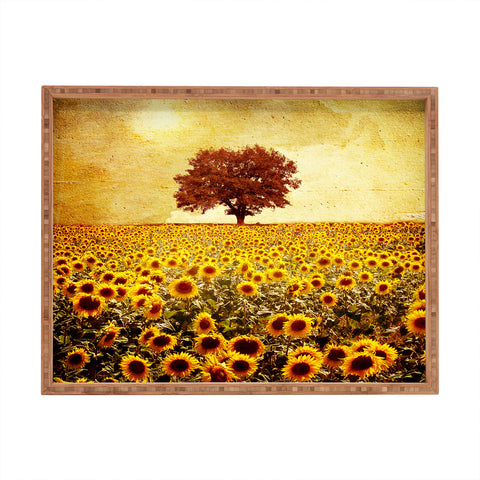 Viviana Gonzalez Lone Tree And Sunflowers Field Rectangular Tray