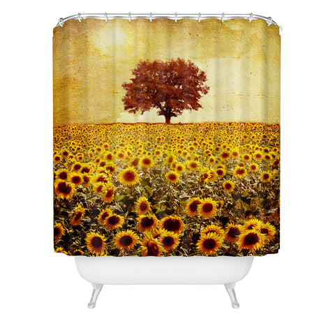 Viviana Gonzalez Lone Tree And Sunflowers Field Shower Curtain