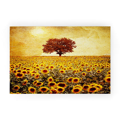 Viviana Gonzalez Lone Tree And Sunflowers Field Welcome Mat