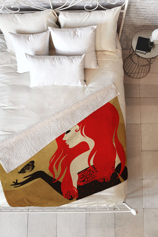 Viviana Gonzalez Madame Butterfly Fleece Throw Blanket