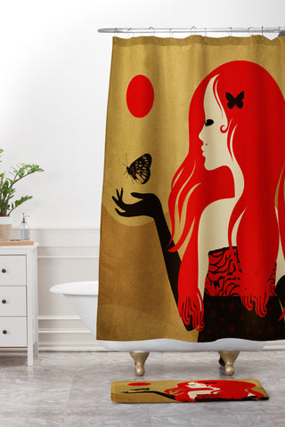 Viviana Gonzalez Madame Butterfly Shower Curtain And Mat