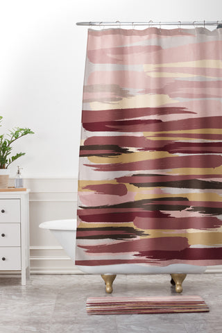 Viviana Gonzalez Marsala Abstract world 01 Shower Curtain And Mat
