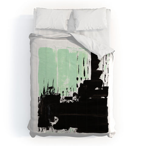 Viviana Gonzalez Minimal black and mint I Comforter
