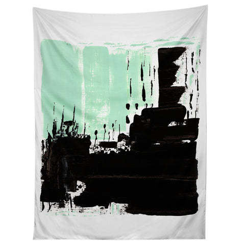 Viviana Gonzalez Minimal black and mint I Tapestry