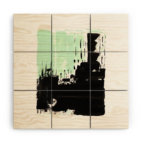 Viviana Gonzalez Minimal black and mint I Wood Wall Mural