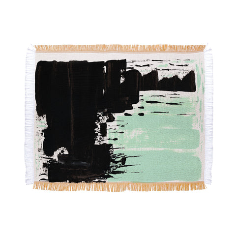 Viviana Gonzalez Minimal black and mint I Throw Blanket