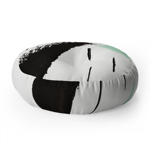 Viviana Gonzalez Minimal black and mint II Floor Pillow Round
