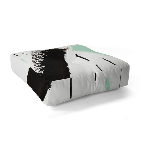 Viviana Gonzalez Minimal black and mint II Floor Pillow Square