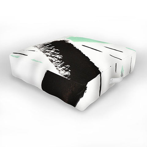 Viviana Gonzalez Minimal black and mint II Outdoor Floor Cushion