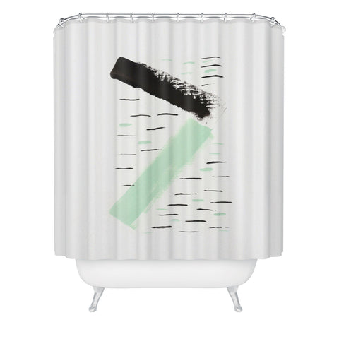 Viviana Gonzalez Minimal black and mint II Shower Curtain