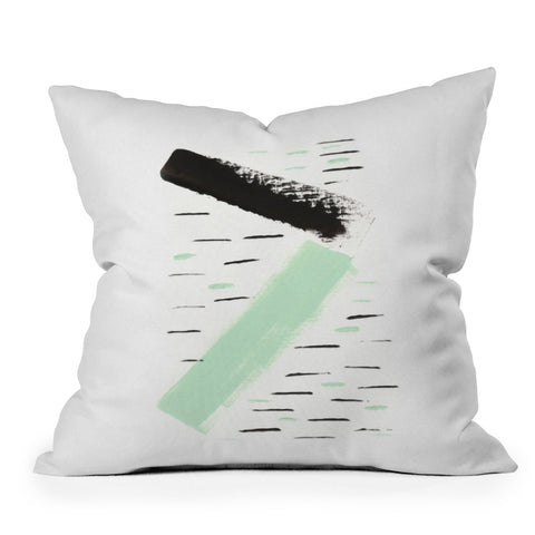 Viviana Gonzalez Minimal black and mint II Throw Pillow