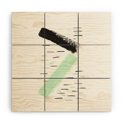 Viviana Gonzalez Minimal black and mint II Wood Wall Mural
