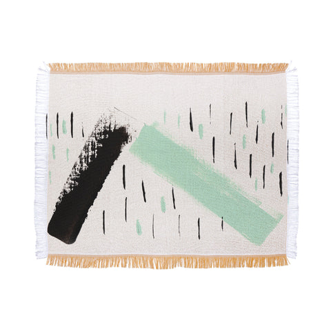 Viviana Gonzalez Minimal black and mint II Throw Blanket