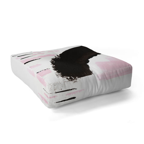 Viviana Gonzalez Minimal black and pink I Floor Pillow Square