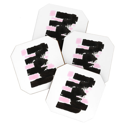 Viviana Gonzalez Minimal black and pink II Coaster Set