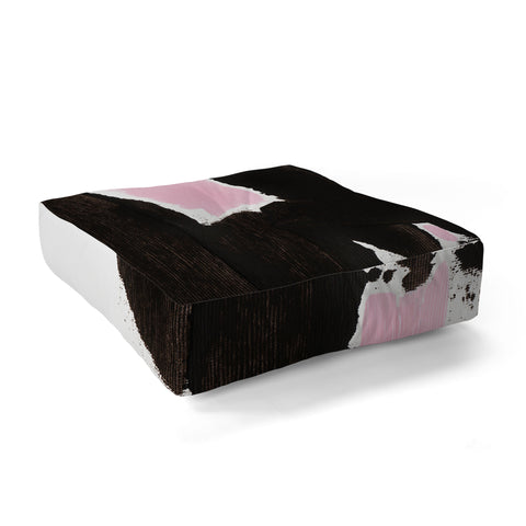 Viviana Gonzalez Minimal black and pink II Floor Pillow Square