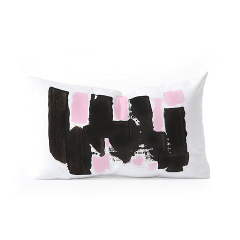 Viviana Gonzalez Minimal black and pink II Oblong Throw Pillow