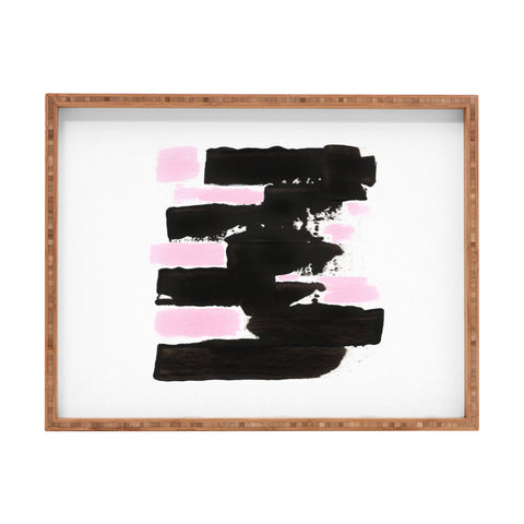 Viviana Gonzalez Minimal black and pink II Rectangular Tray